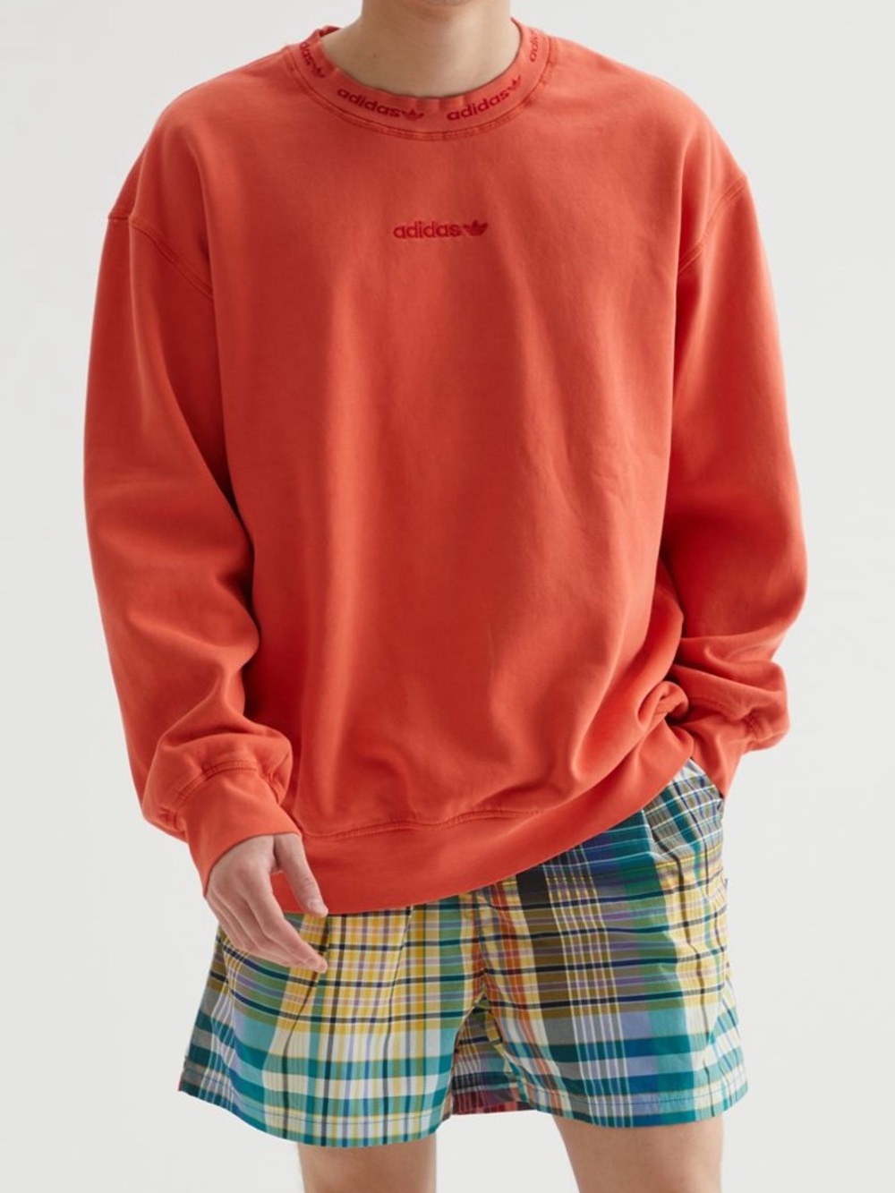 Adidas Coral Crew Sweatshirt with Embroidered Logo
